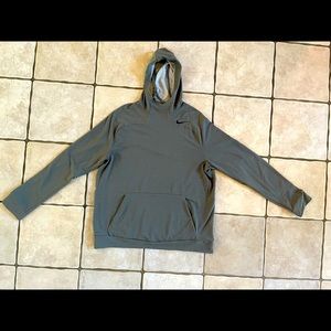 Matted Green/Gray Nike Mens XL light gray hoodie with pockets! Dry Fit!